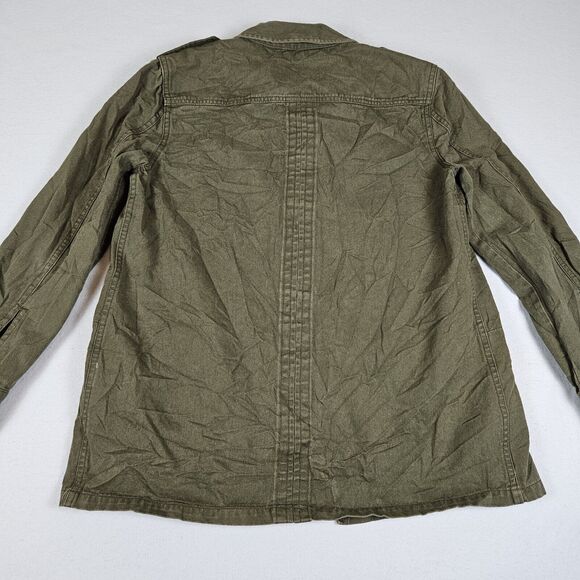 Zara Utility Embroidered Beaded Jacket Womens M Bird Flower Army Green Military - Picture 7 of 14